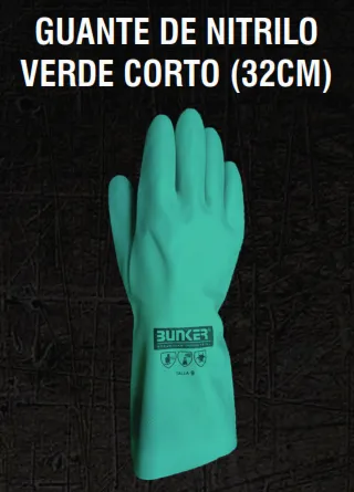 GUANTE DE NITRILO VERDE CORTO 32CM