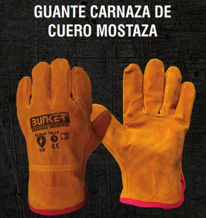 GUANTE CARNAZA DE CUERO MOSTAZA