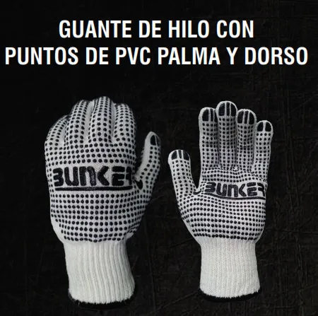 GUANTE DE HILO CON PUNTOS DE PVC PALMA Y DORSO