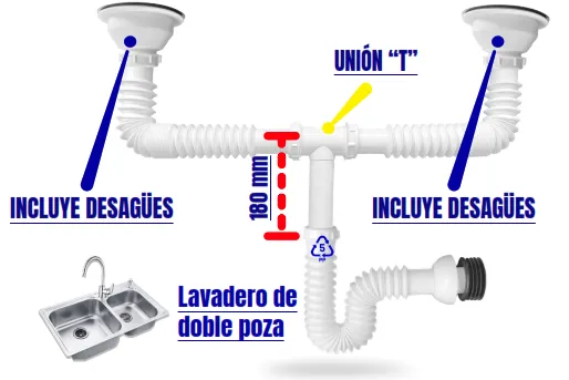 DT BRAZOS CORRUGADOS CON TRAMPA CORRUGADA Y 02 DESAGüES