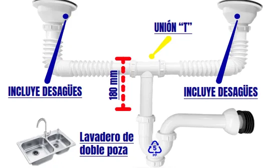 DT BRAZOS CORRUGADOS Y TRAMPA CON REGISTRO Y 02 DESAGÜES